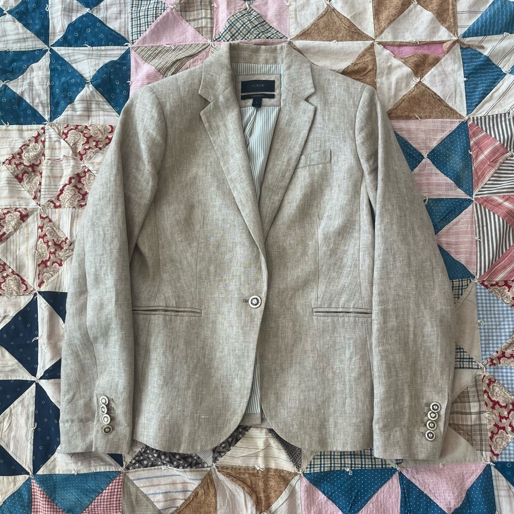 J.Crew Cambell Tan Linen Blazer Size 2
